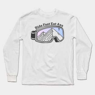 Sunset Mountain Ski Goggles | Ride Fast Eat Ass Long Sleeve T-Shirt